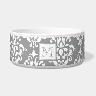 Grey Damask Pattern 1 with Monogram