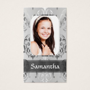 Grey damask personalised photo border