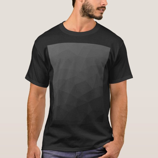 Grey dark Gradient Geometric Mesh Pattern T-Shirt (Front)