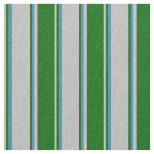 Grey, Dark Green & Blue Coloured Pattern Fabric (Close Up)
