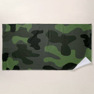 Grey dark green camouflage no.14 print beach towel