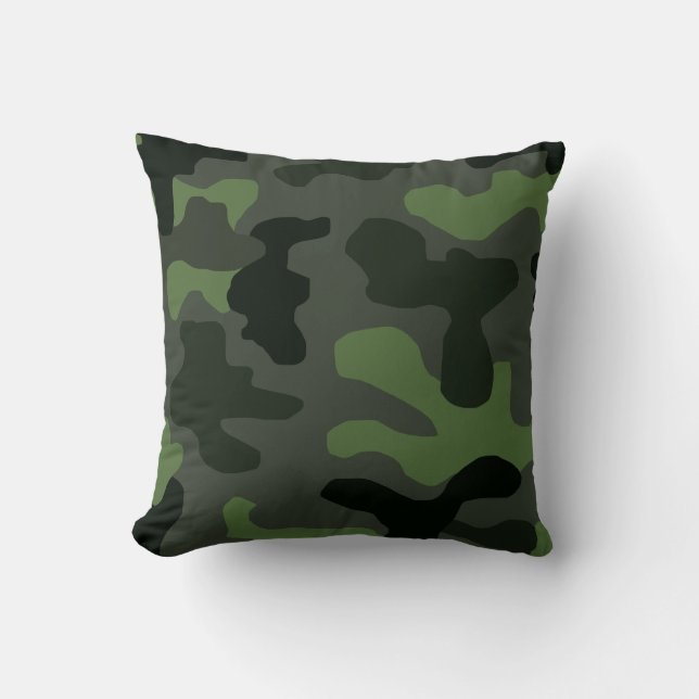 Grey dark green camouflage no.14 print  cushion (Front)