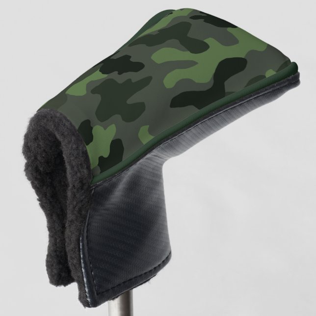 Grey dark green camouflage no.14 print  golf head cover (3/4 Front)