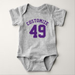 Grey & Dark Purple Baby | Sports Jersey Design Bodysuit<br><div class="desc">Grey & Dark Purple Baby | Sports Jersey Design • Baby Football Bodysuit</div>