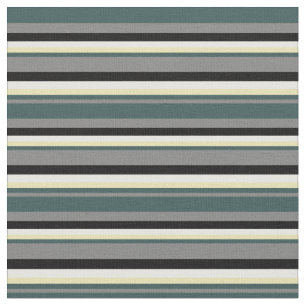 Grey, Dark Slate Grey, Tan, White & Black Lines Fabric
