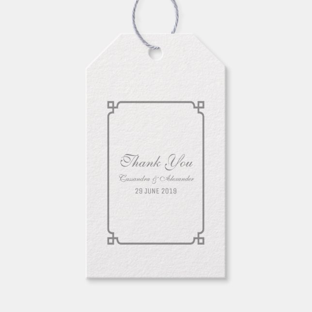 Grey Deco Chic Wedding Gift Tags (Front)