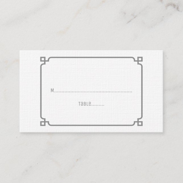 Grey Deco Chic Wedding Place Cards (Front)