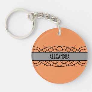 Grey Deco Flourish Acrylic Keychain