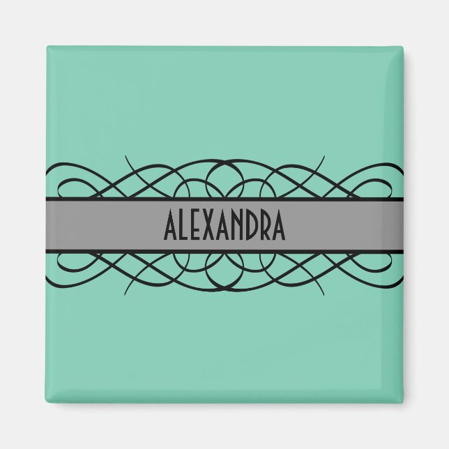 Grey Deco Flourish Magnet (Front)