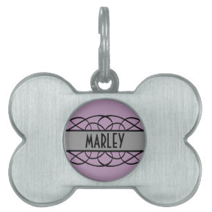 Grey Deco Flourish Pet Tag