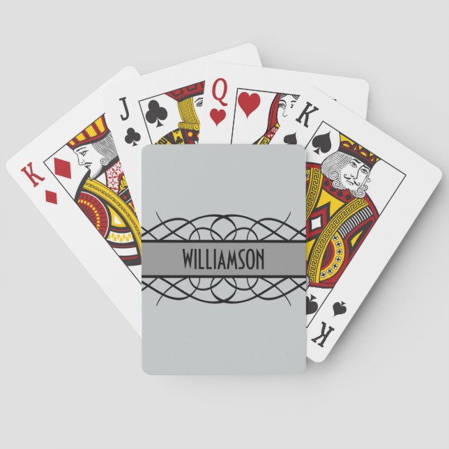 Grey Deco Flourish Playing Cards (Back)