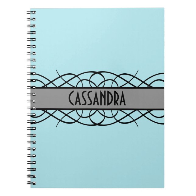 Grey Deco Flourish Spiral Notebook (Front)