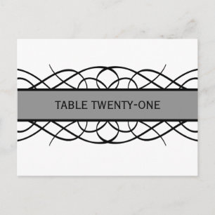 Grey Deco Flourish Table Number Postcard