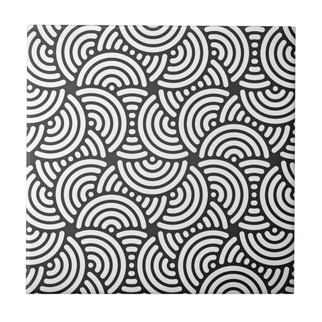 Grey Deco Japanese Curve Tile (Front)
