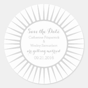 Grey Deco Retro Save the Date Stickers