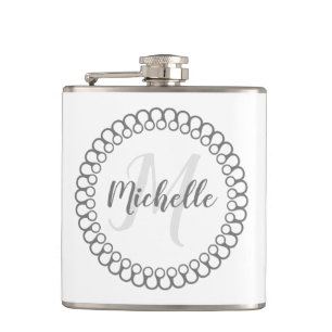 Grey Decorative Circle Monogram Flask