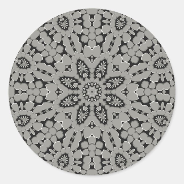 Grey Decorative Classic Round Sticker (Front)