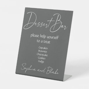 Grey Dessert Bar Wedding Pedestal Sign