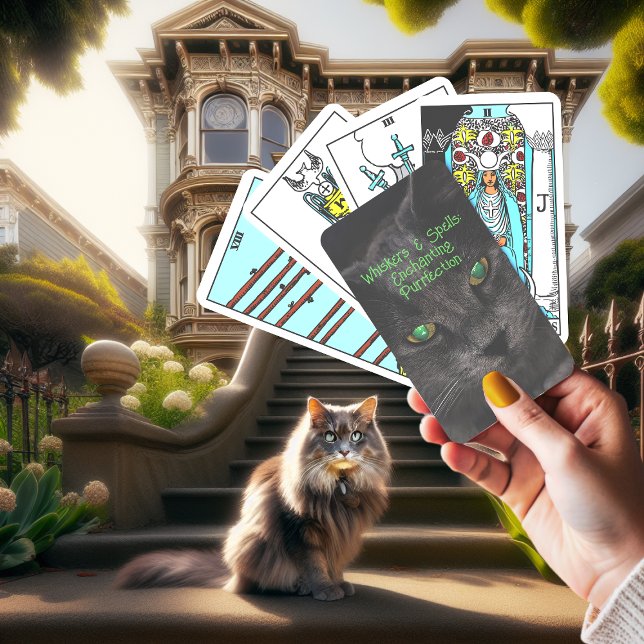 Grey Devil Eye Cat Witch Familiar Whiskers & Spell Playing Cards (Creator Uploaded)