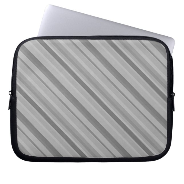 Grey diagonal stripes laptop sleeve (Front)