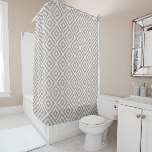 Grey Diamond Modern Farmhouse Bathroom Shower Curtain