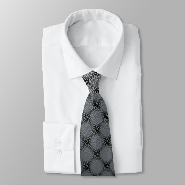 Grey Diamond Pattern Screen Pebbles Tie (Tied)