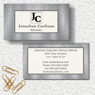 Grey Diamond Plate Masculine Business Card