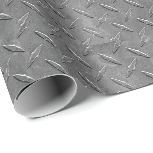 grey diamond plate wrapping paper (Roll Corner)