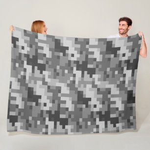 Grey Digital Camouflage Fleece Blanket