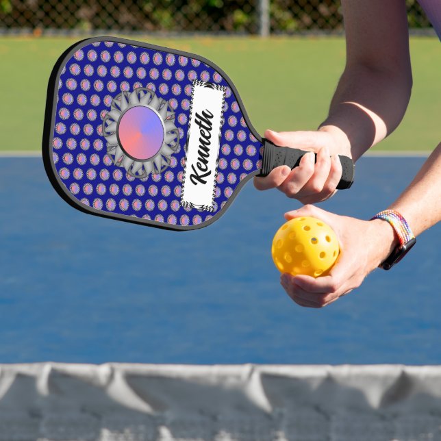 Grey Disc Ribbon by Kenneth Yoncich Pickleball Paddle (Insitu)