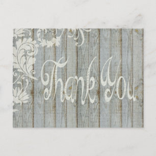 Grey Distressed Wood Rustic Thank You Post Card
