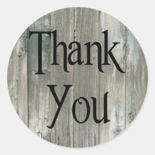 Grey Distressed Wood Rustic Thank You Stickers