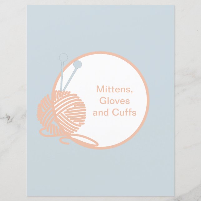 Grey Divider Page Knitting Pattern Binder Insert (Front)