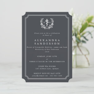 Grey Doctor of Osteopathic Medicine Graduation Inv Invitation