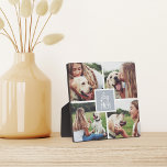 Grey | Dog Mom Photo Collage Plaque<br><div class="desc">Show off your dog mom status with this cute photo collage plaque featuring four square photos of you and your pup. "Dog Mom" appears in the center in white hand lettered typography on a light gray square.</div>