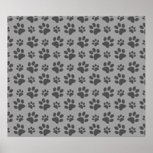 Grey dog paw print pattern