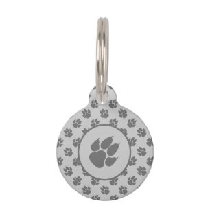 Grey Dog Paws And Custom Pet Info Tag