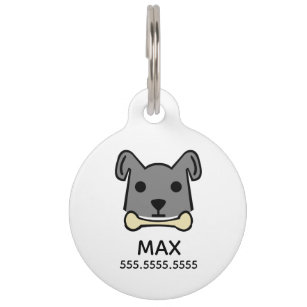 Grey Dog, Personalized Pet Details & QR Code Pet Tag