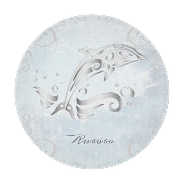 Grey Dolphin Personalised Cutting Board (Front)