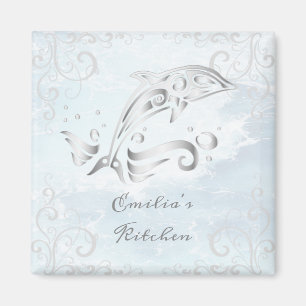 Grey Dolphin Personalised Magnet