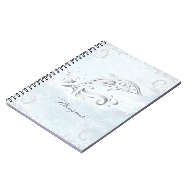 Grey Dolphin Personalised Notebook (Left Side)