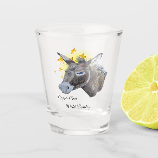 Grey Donkey from Cripple Creek is a Star     Shot Glass (Front)