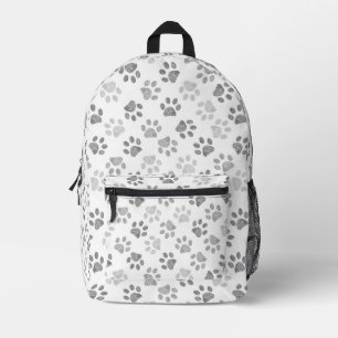 Grey doodle paw prints printed backpack