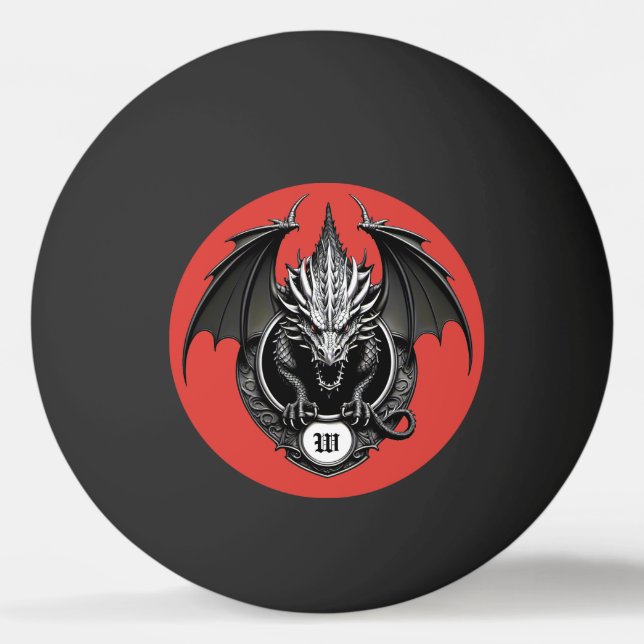 Grey Dragon with Yellow Eyes  Ping Pong Ball (Front)