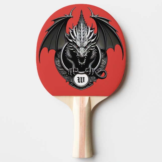 Grey Dragon with Yellow Eyes  Ping Pong Paddle (Front)