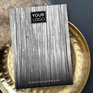 Grey driftwood custom logo earring display card