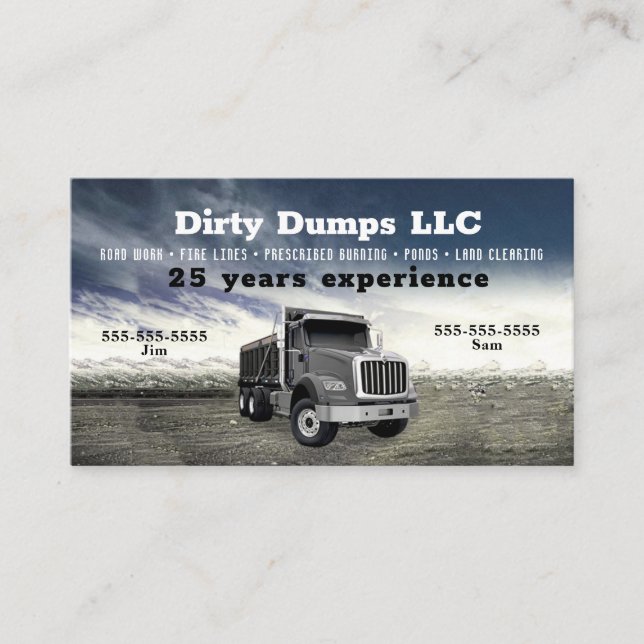Grey Dump Truck Business Card (Front)