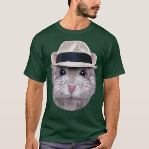 Grey Dwarf Hamster wearing Fedora Hat T-Shirt