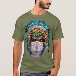 Grey Dwarf Hamster wearing Native American T-Shirt