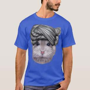 Grey Dwarf Hamster wearing Turban Head Wrap T-Shirt